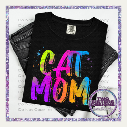 Bright Colorful Cat Mom Apparel