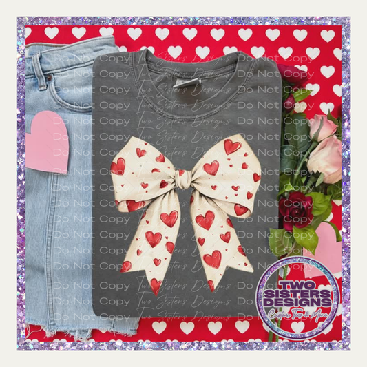 White Bow and Red Hearts Apparel