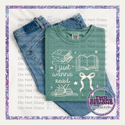 I Just Wanna Read Bow and Books Apparel