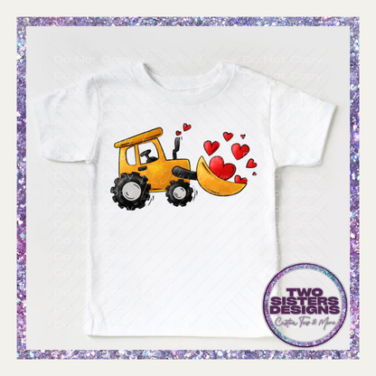 Excavator With Hearts Apparel