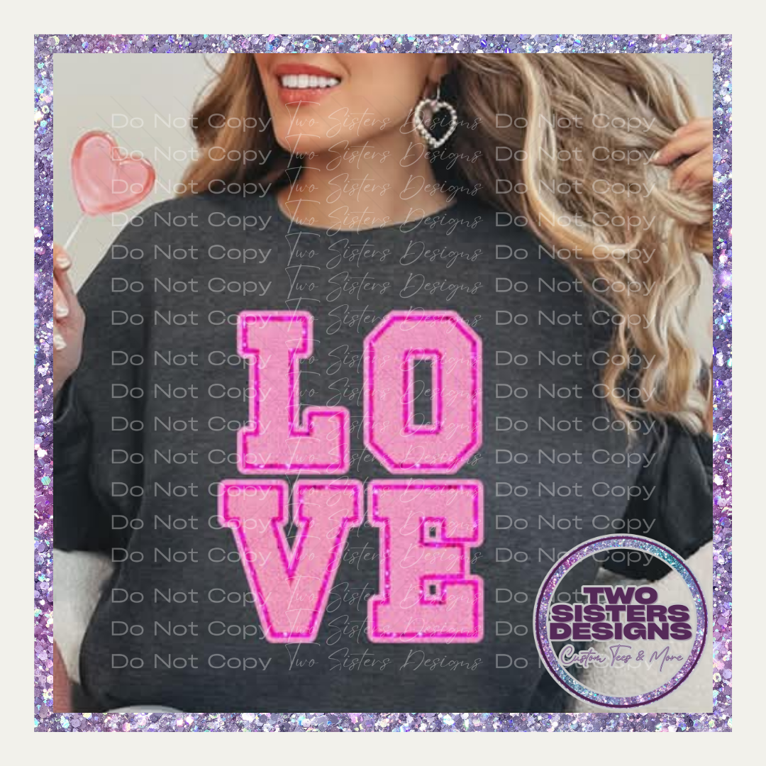 Pink Love Faux Patch Apparel